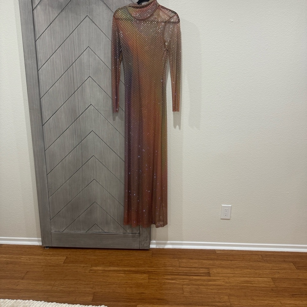Self-Portrait Multicolor Long Sleeve Maxi Dress